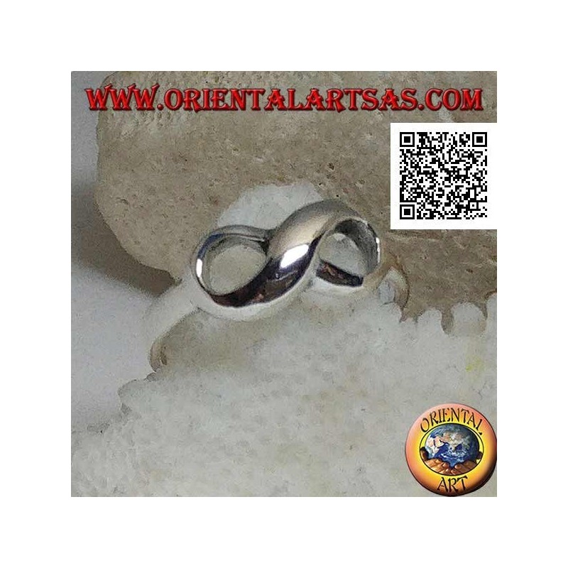 Silver ring with rounded smooth infinity knot symbol (small)