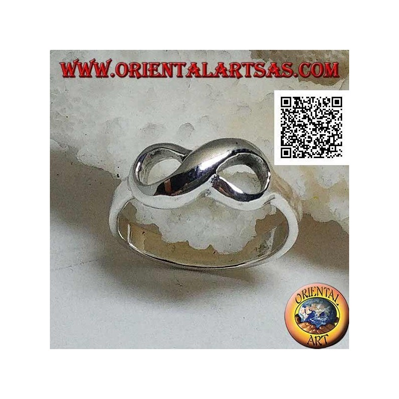 Silver ring with rounded smooth infinity knot symbol (small)