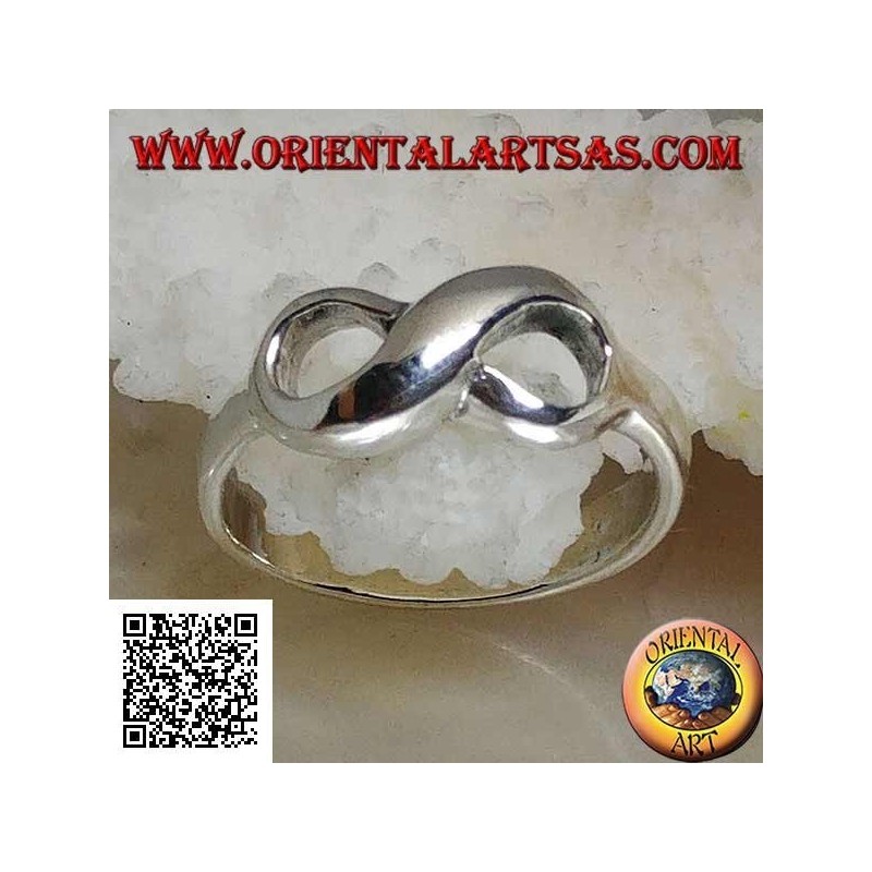 Anello in argento con simbolo nodo dell'infinito liscio bombato (piccolo)