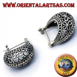 Ohrringe Mondsichel Kreis durchbrochenen Blumen in kleinen Silber