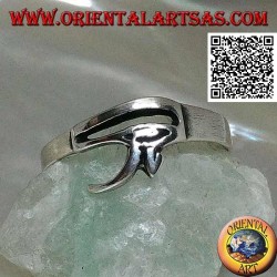 Bague en argent lisse et essentielle avec oeil d'Horus ou oeil de Ra (petit)