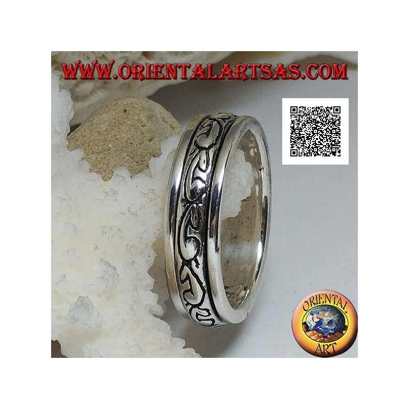 Anti-Stress-Drehring aus Silber, Serie von U in Fettdruck, abgerundet, graviert