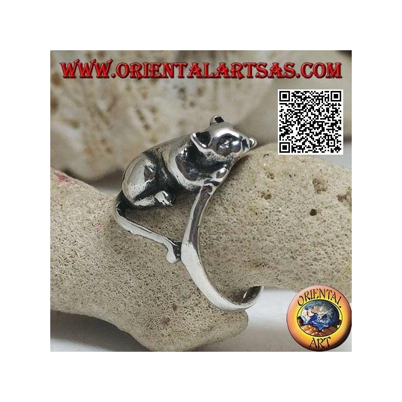 Anello Gatto Offensiva Argento 925 18x10mm | Oriental Art