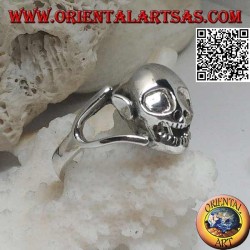 Silver ring of a goblin skull with ears