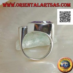 Anillo de plata rodiada con doble gota especular de circonitas facetadas color amatista