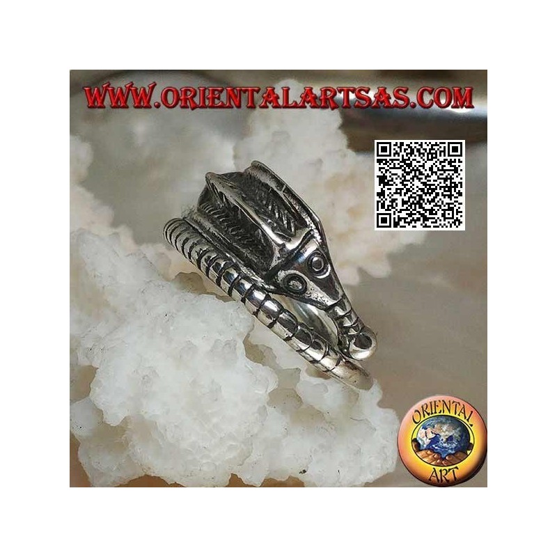 Anello in argento a forma di cavalluccio marino "hippocampus" attorcigliato