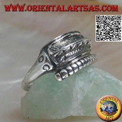 Silver ring in the shape of a twisted "hippocampus" seahorse