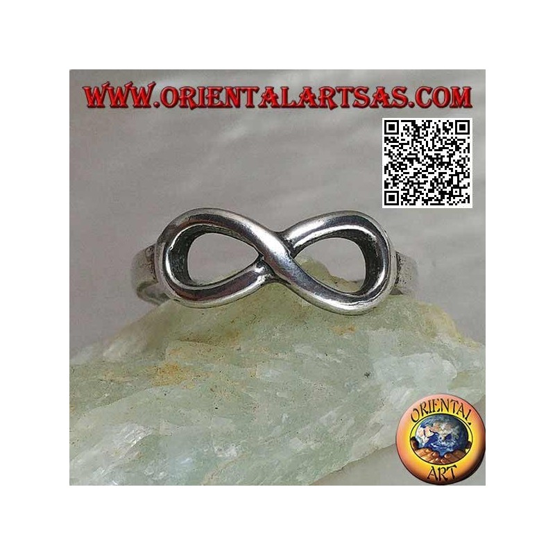 Silver ring with thin smooth infinity knot symbol