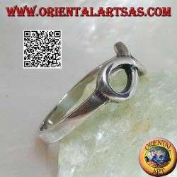 Silver ring with thin smooth infinity knot symbol