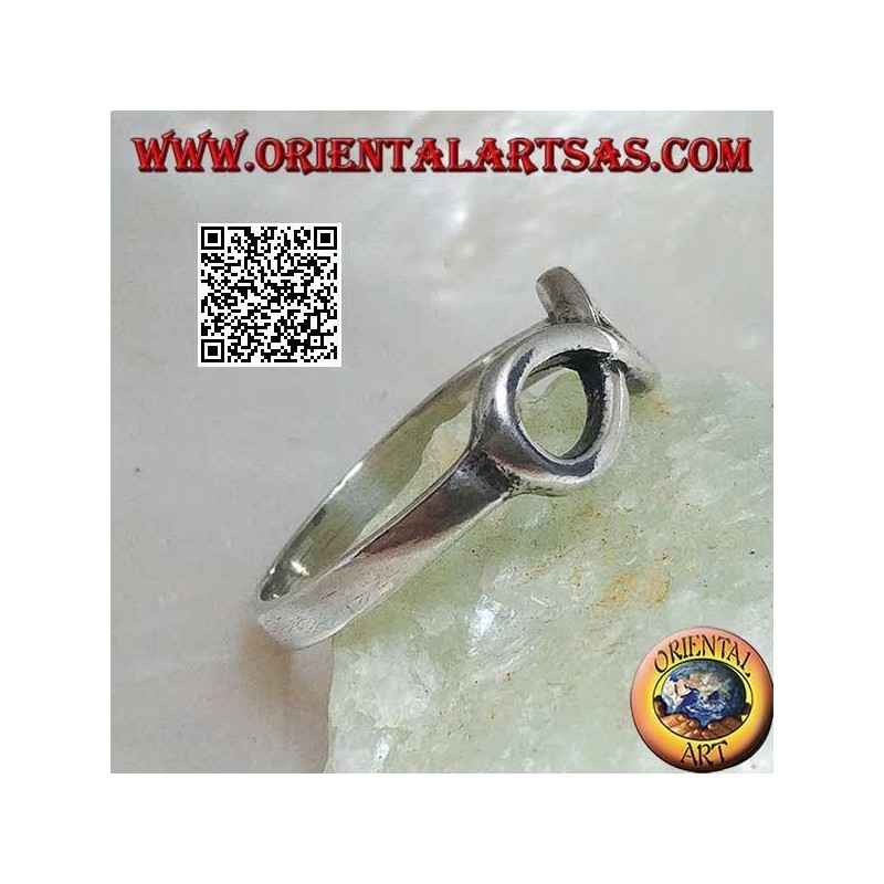 Silver ring with thin smooth infinity knot symbol