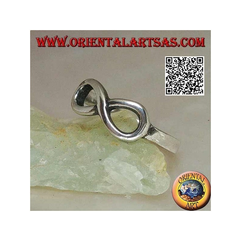 Silver ring with thin smooth infinity knot symbol