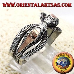 Dos anillo de la cobra en plata con pan de oro de 14 quilates