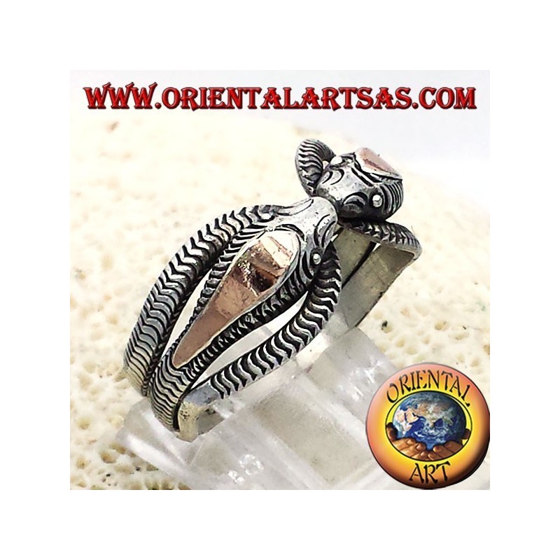 Dos anillo de la cobra en plata con pan de oro de 14 quilates