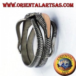 anello due cobra in argento con lamina in oro 14 carati
