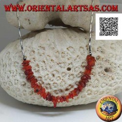 Gargantilla de plata 925 ‰, tubos de plata roscados y fragmentos de ámbar