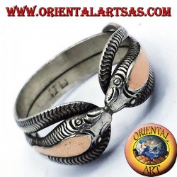 Dos anillo de la cobra en plata con pan de oro de 14 quilates