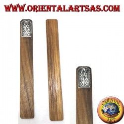 Juego de 6 marcadores estrechos en madera de teca con placa decorada de alpaca o plata (4)