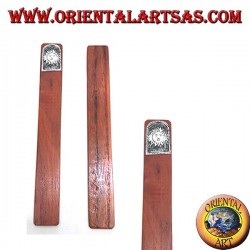 Set of 6 narrow bookmarks in teak wood with decorated nickel silver or silver plate (4)