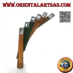 Set di 6 segnalibri stretti in legno di teak con piastra di alpacca o argentone decorata (3) 