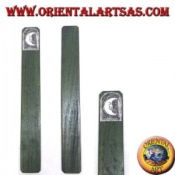 Juego de 6 marcadores estrechos en madera de teca con placa decorada de alpaca o plata (3)