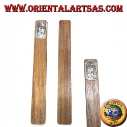 Juego de 6 marcadores estrechos de madera de teca con placa decorada de alpaca o plata (2)