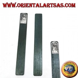 Juego de 6 marcadores estrechos de madera de teca con placa decorada de alpaca o plata (2)