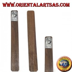 Ensemble de 6 marque-pages étroits en bois de teck avec plaque décorée en maillechort ou argent (2)