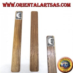 Juego de 6 marcadores estrechos de madera de teca con placa decorada de alpaca o plata (2)