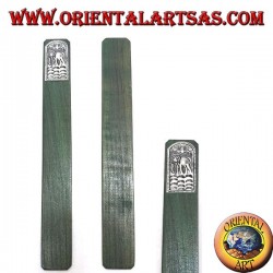 Set of 6 narrow bookmarks in teak wood with decorated nickel silver or silver plate (1)