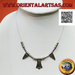 925 ‰ silver necklace with 40 cm strung engraved spheres, tubes and plates