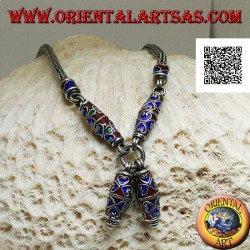 Collier en argent 925 ‰ avec inserts en émail cloisonné