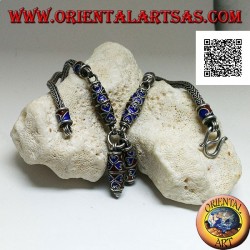 925 ‰ silver necklace with cloisonné flame enamelled inserts