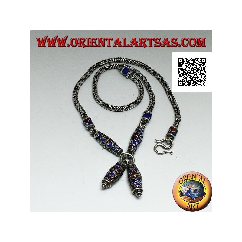 Collar de plata 925 ‰ con inserciones cloisonné esmaltadas a la llama