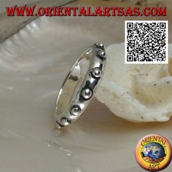 Silver ring with embossed balls (studded collar)