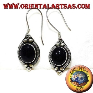silver earring with onyx Bali