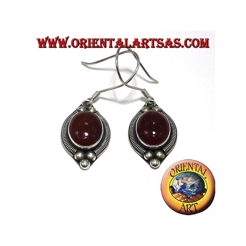 boucle d'oreille en argent avec cornaline Bali