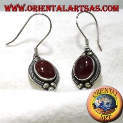 boucle d'oreille en argent avec cornaline Bali