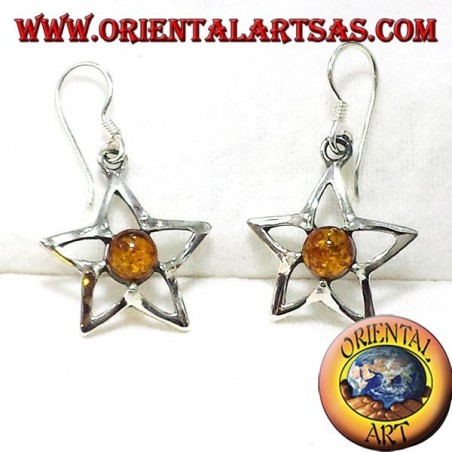 orecchini in argento stella  con ambra 