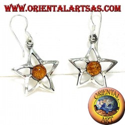orecchini in argento stella  con ambra 