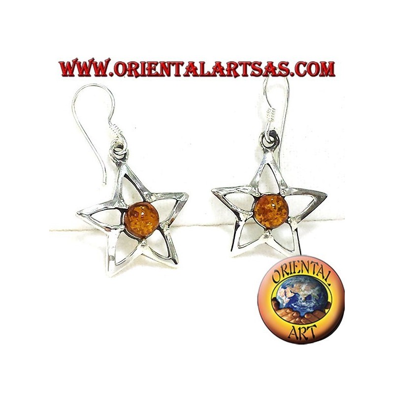 Boucles d'oreilles en argent avec étoile orange