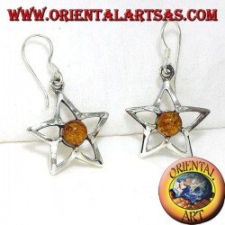 orecchini in argento stella  con ambra 