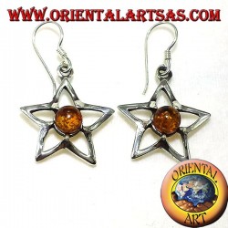 orecchini in argento stella  con ambra 