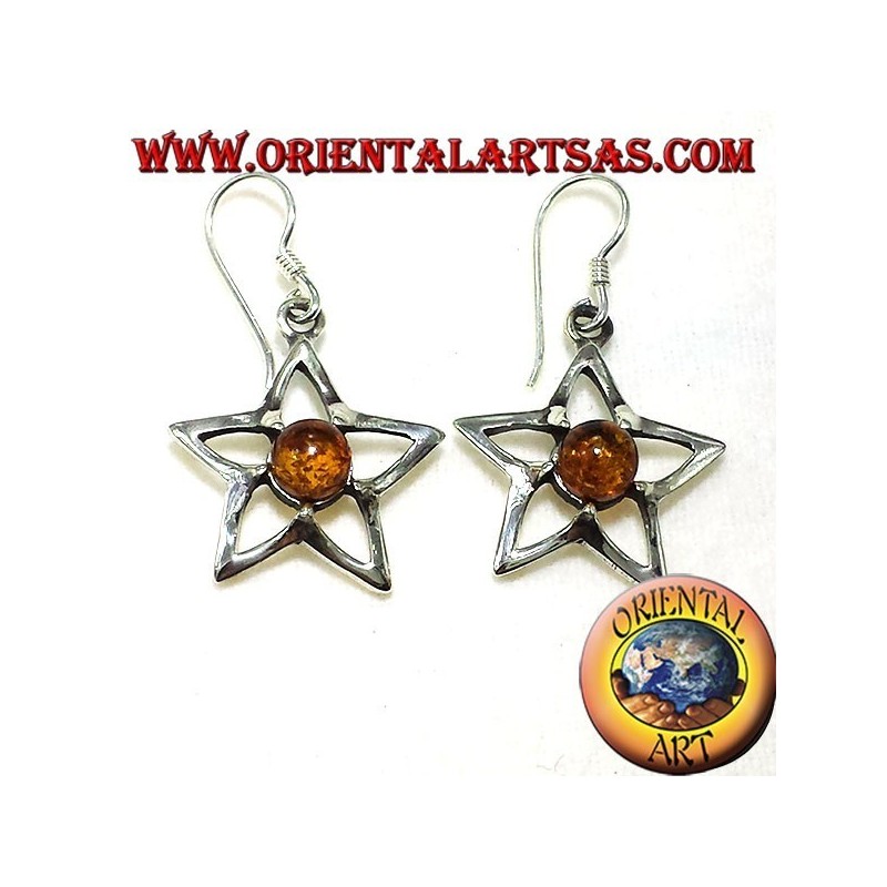 orecchini in argento stella  con ambra 