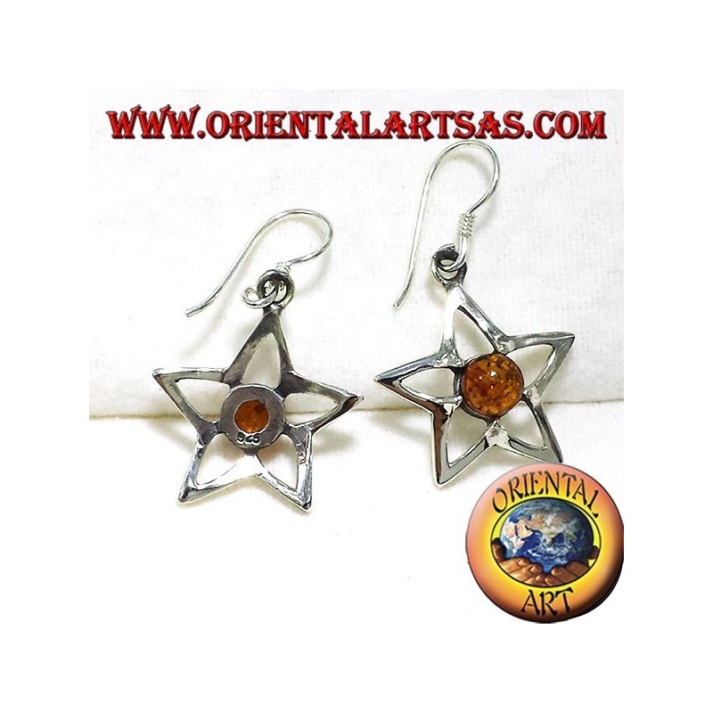 Boucles d'oreilles en argent avec étoile orange