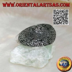 Silver ring with rounded band studded with marcasite