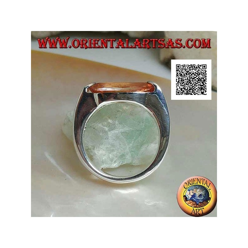 Anello in argento rodiato con zircone champagne ovale stretto sfaccettato agganciato lateralmente