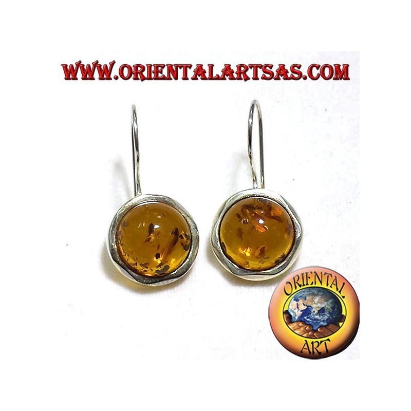 Orecchini in argento 925 ‰ con Ambra una tonda a semisfera