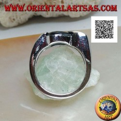 Rhodium silver ring with faceted drop-shaped spinel zircon hooked on the side