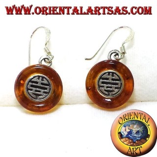 boucles d'oreilles en argent avec disquette dans Ambre