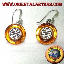 silver earrings with diskette in Amber